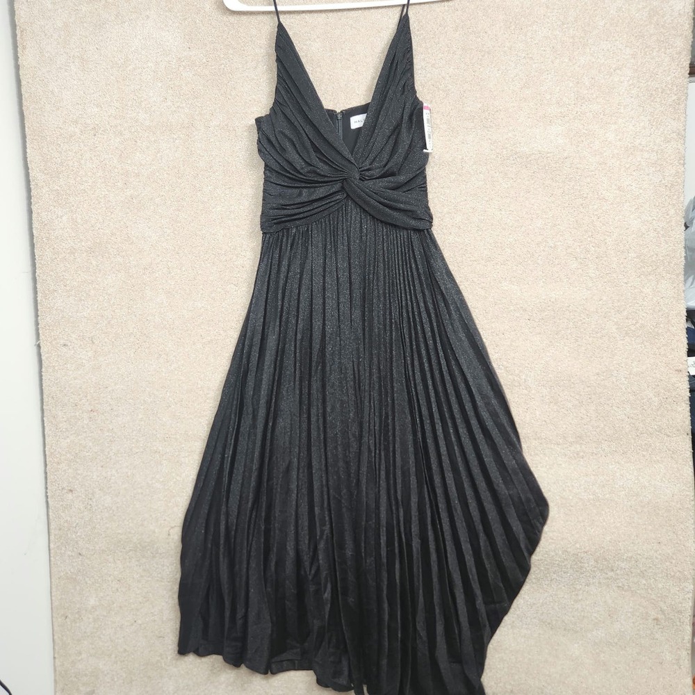 Halston Jody knit cocktail dress black size 0 NEW